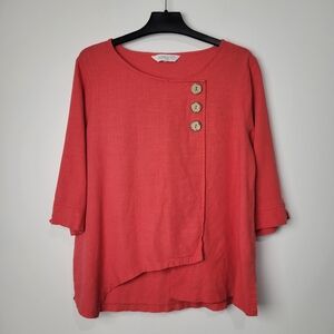 LINEN APRICOT WOMEN'S  3/4 SLEEVE ASYMETRICAL TUNIC SIZE 10